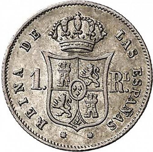 1 Real Reverse Image minted in SPAIN in 1858 (1849-64  -  ISABEL II - Decimal Coinage)  - The Coin Database