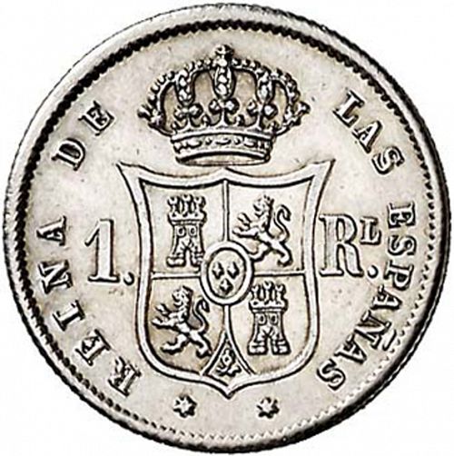 1 Real Reverse Image minted in SPAIN in 1860 (1849-64  -  ISABEL II - Decimal Coinage)  - The Coin Database