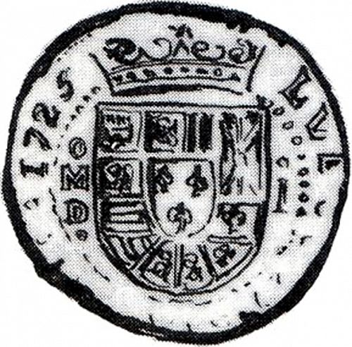 1 Real Obverse Image minted in SPAIN in 1725D (1724  -  LUIS I)  - The Coin Database