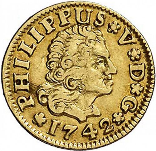 half Escudo Obverse Image minted in SPAIN in 1742JP (1700-46  -  FELIPE V)  - The Coin Database