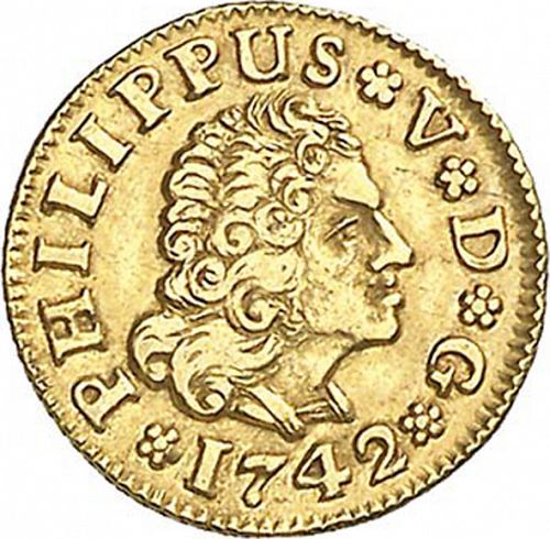 half Escudo Obverse Image minted in SPAIN in 1742PJ (1700-46  -  FELIPE V)  - The Coin Database