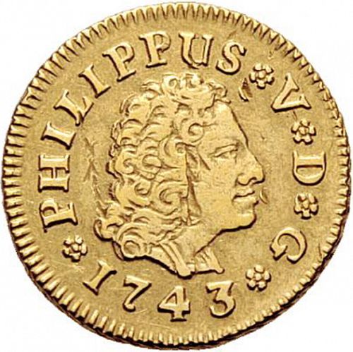 half Escudo Obverse Image minted in SPAIN in 1743JA (1700-46  -  FELIPE V)  - The Coin Database