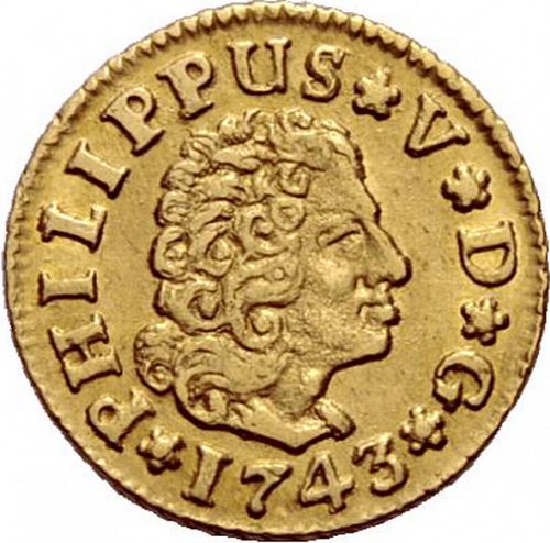 half Escudo Obverse Image minted in SPAIN in 1743PJ (1700-46  -  FELIPE V)  - The Coin Database