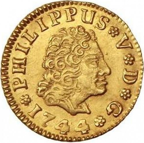half Escudo Obverse Image minted in SPAIN in 1744AJ (1700-46  -  FELIPE V)  - The Coin Database