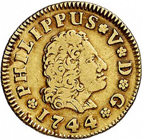 half Escudo Obverse Image minted in SPAIN in 1744JA (1700-46  -  FELIPE V)  - The Coin Database