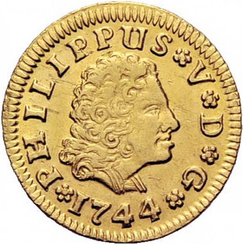 half Escudo Obverse Image minted in SPAIN in 1744PJ (1700-46  -  FELIPE V)  - The Coin Database