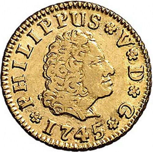 half Escudo Obverse Image minted in SPAIN in 1745AJ (1700-46  -  FELIPE V)  - The Coin Database