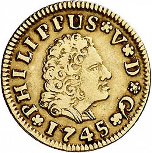 half Escudo Obverse Image minted in SPAIN in 1745PJ (1700-46  -  FELIPE V)  - The Coin Database