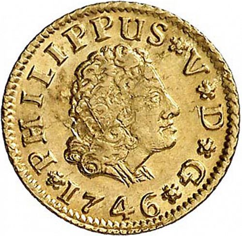 half Escudo Obverse Image minted in SPAIN in 1746PJ (1700-46  -  FELIPE V)  - The Coin Database