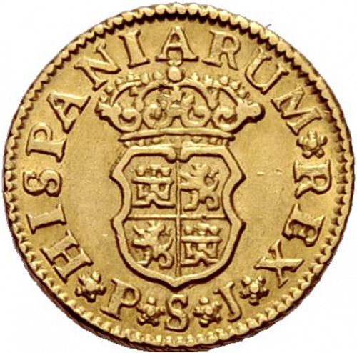 half Escudo Reverse Image minted in SPAIN in 1743PJ (1700-46  -  FELIPE V)  - The Coin Database
