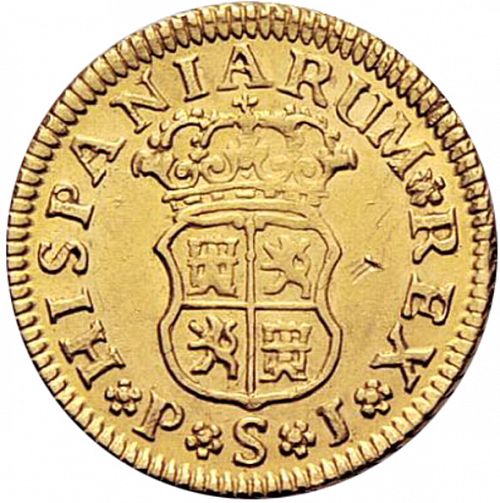half Escudo Reverse Image minted in SPAIN in 1744PJ (1700-46  -  FELIPE V)  - The Coin Database