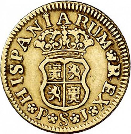 half Escudo Reverse Image minted in SPAIN in 1745PJ (1700-46  -  FELIPE V)  - The Coin Database