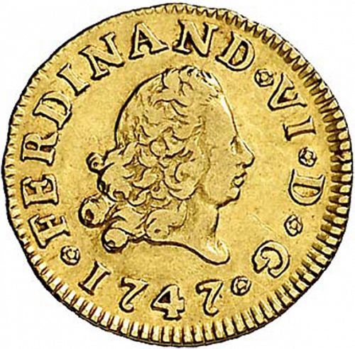 half Escudo Obverse Image minted in SPAIN in 1747J (1746-59  -  FERNANDO VI)  - The Coin Database
