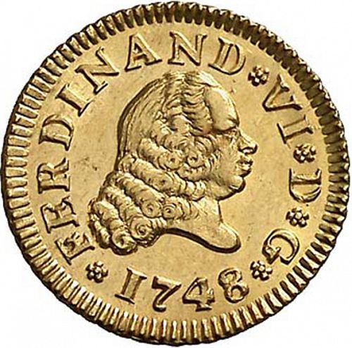 half Escudo Obverse Image minted in SPAIN in 1748JB (1746-59  -  FERNANDO VI)  - The Coin Database