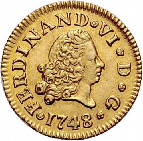 half Escudo Obverse Image minted in SPAIN in 1748JB (1746-59  -  FERNANDO VI)  - The Coin Database