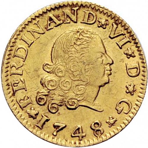 half Escudo Obverse Image minted in SPAIN in 1748PJ (1746-59  -  FERNANDO VI)  - The Coin Database