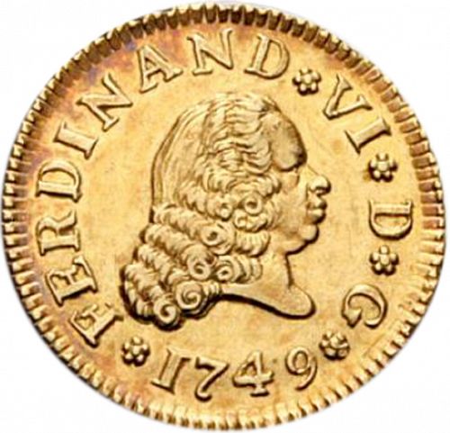 half Escudo Obverse Image minted in SPAIN in 1749JB (1746-59  -  FERNANDO VI)  - The Coin Database