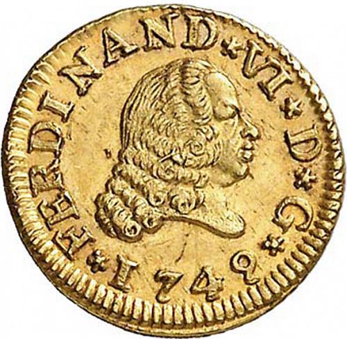 half Escudo Obverse Image minted in SPAIN in 1749PJ (1746-59  -  FERNANDO VI)  - The Coin Database