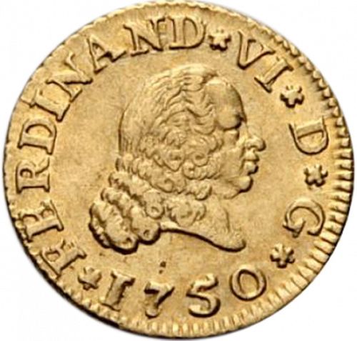 half Escudo Obverse Image minted in SPAIN in 1750PJ (1746-59  -  FERNANDO VI)  - The Coin Database