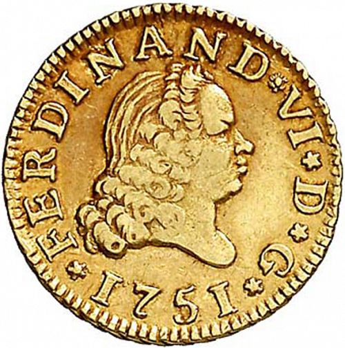 half Escudo Obverse Image minted in SPAIN in 1751JB (1746-59  -  FERNANDO VI)  - The Coin Database