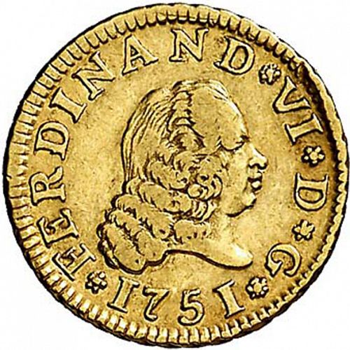half Escudo Obverse Image minted in SPAIN in 1751JB (1746-59  -  FERNANDO VI)  - The Coin Database