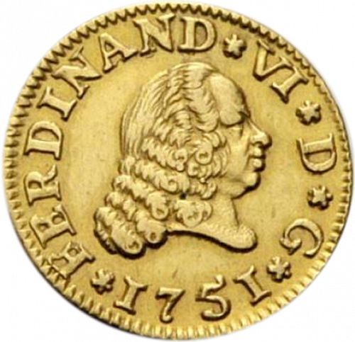 half Escudo Obverse Image minted in SPAIN in 1751PJ (1746-59  -  FERNANDO VI)  - The Coin Database