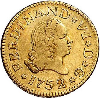 half Escudo Obverse Image minted in SPAIN in 1752JB (1746-59  -  FERNANDO VI)  - The Coin Database