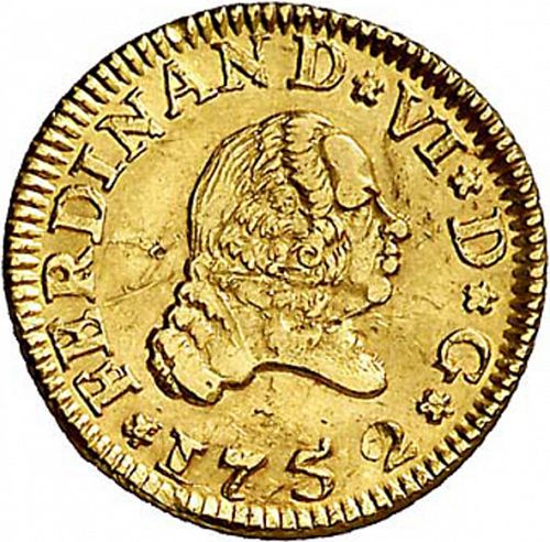 half Escudo Obverse Image minted in SPAIN in 1752PJ (1746-59  -  FERNANDO VI)  - The Coin Database
