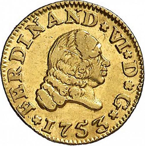 half Escudo Obverse Image minted in SPAIN in 1753PJ (1746-59  -  FERNANDO VI)  - The Coin Database