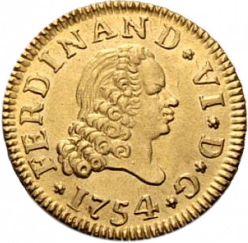 half Escudo Obverse Image minted in SPAIN in 1754JB (1746-59  -  FERNANDO VI)  - The Coin Database