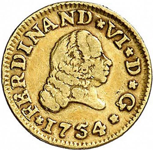 half Escudo Obverse Image minted in SPAIN in 1754PJ (1746-59  -  FERNANDO VI)  - The Coin Database
