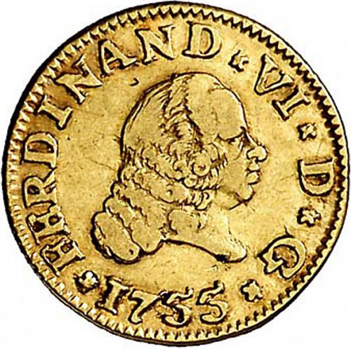 half Escudo Obverse Image minted in SPAIN in 1755PJ (1746-59  -  FERNANDO VI)  - The Coin Database