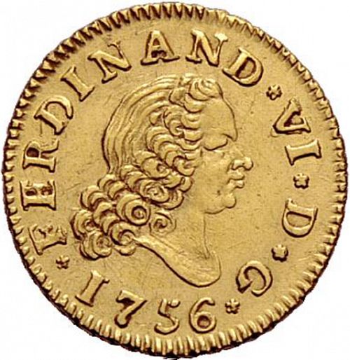 half Escudo Obverse Image minted in SPAIN in 1756JB (1746-59  -  FERNANDO VI)  - The Coin Database