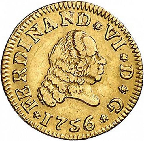 half Escudo Obverse Image minted in SPAIN in 1756PJ (1746-59  -  FERNANDO VI)  - The Coin Database