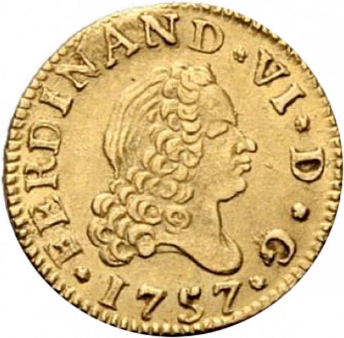 half Escudo Obverse Image minted in SPAIN in 1757JB (1746-59  -  FERNANDO VI)  - The Coin Database