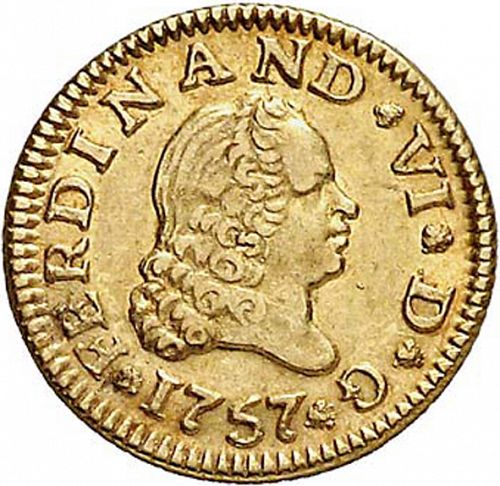 half Escudo Obverse Image minted in SPAIN in 1757JV (1746-59  -  FERNANDO VI)  - The Coin Database