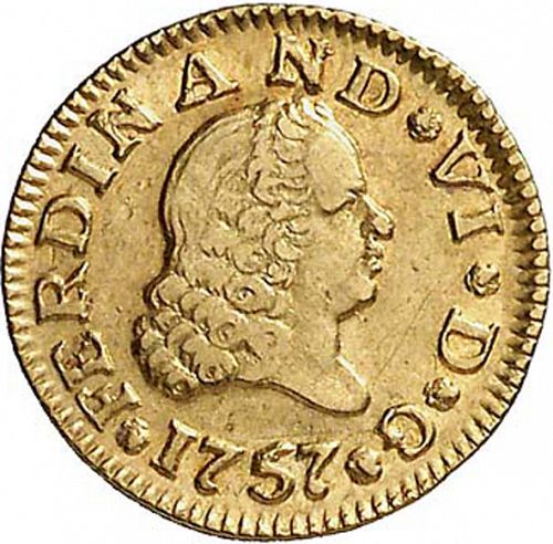 half Escudo Obverse Image minted in SPAIN in 1757PJ (1746-59  -  FERNANDO VI)  - The Coin Database