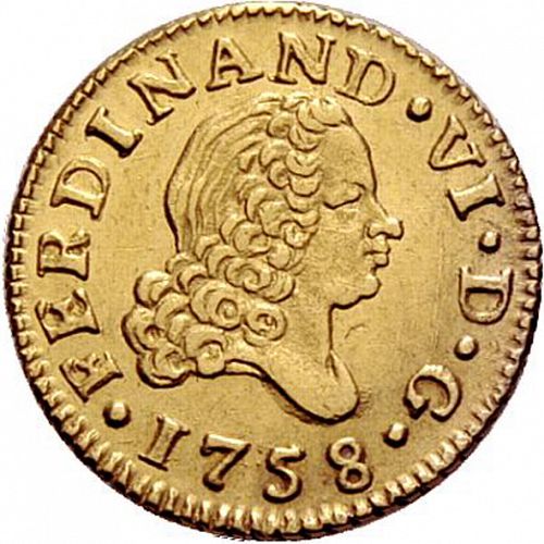 half Escudo Obverse Image minted in SPAIN in 1758JB (1746-59  -  FERNANDO VI)  - The Coin Database