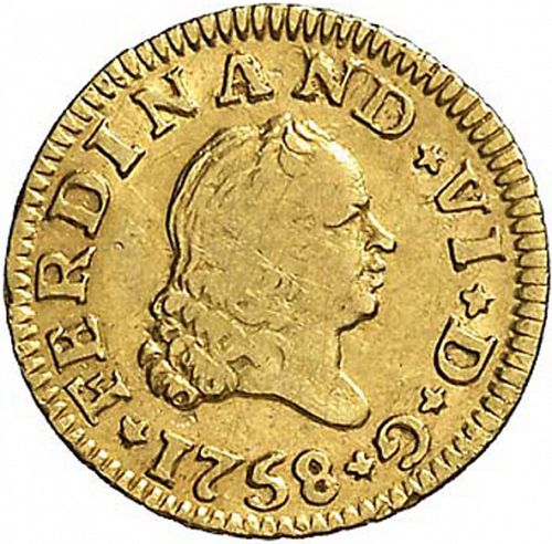 half Escudo Obverse Image minted in SPAIN in 1758JV (1746-59  -  FERNANDO VI)  - The Coin Database