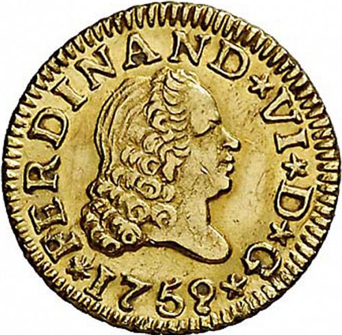 half Escudo Obverse Image minted in SPAIN in 1759JV (1746-59  -  FERNANDO VI)  - The Coin Database