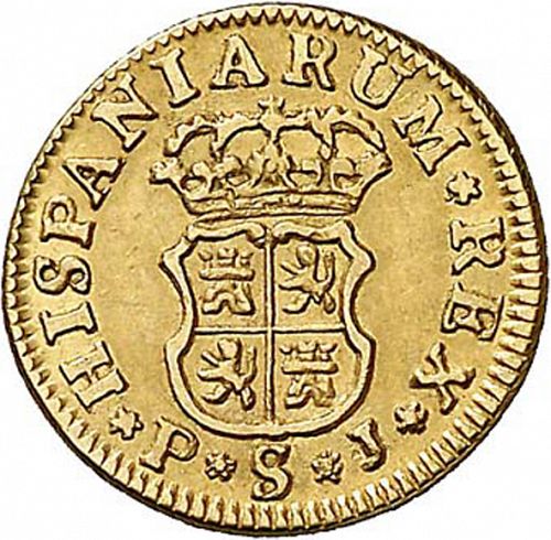 half Escudo Reverse Image minted in SPAIN in 1756PJ (1746-59  -  FERNANDO VI)  - The Coin Database