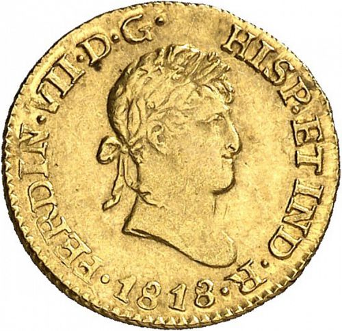 half Escudo Obverse Image minted in SPAIN in 1818JJ (1808-33  -  FERNANDO VII)  - The Coin Database
