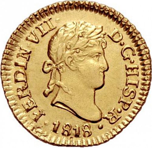 half Escudo Obverse Image minted in SPAIN in 1818JP (1808-33  -  FERNANDO VII)  - The Coin Database