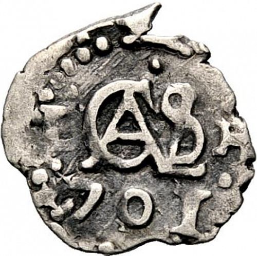 half Real Obverse Image minted in SPAIN in 1701H (1665-00  -  CARLOS II)  - The Coin Database