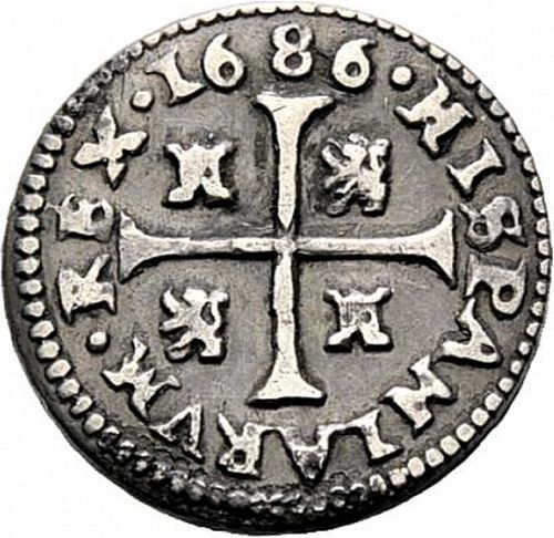 half Real Reverse Image minted in SPAIN in 1686BR (1665-00  -  CARLOS II)  - The Coin Database