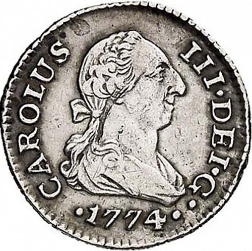 half Real Obverse Image minted in SPAIN in 1774CF (1759-88  -  CARLOS III)  - The Coin Database
