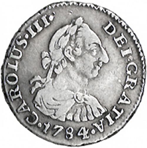 half Real Obverse Image minted in SPAIN in 1784JJ (1759-88  -  CARLOS III)  - The Coin Database
