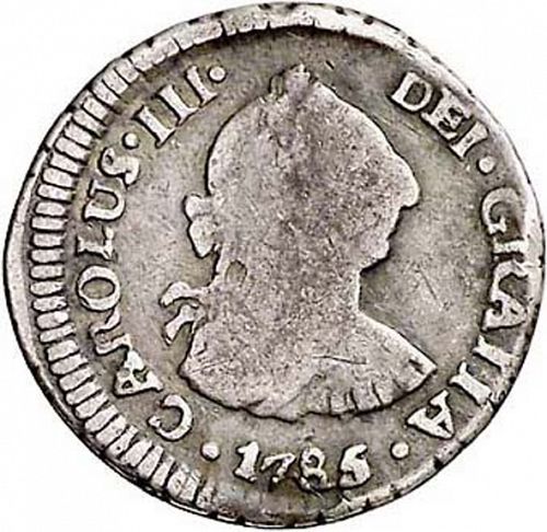 half Real Obverse Image minted in SPAIN in 1785DA (1759-88  -  CARLOS III)  - The Coin Database