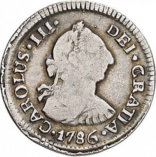 half Real Obverse Image minted in SPAIN in 1786DA (1759-88  -  CARLOS III)  - The Coin Database