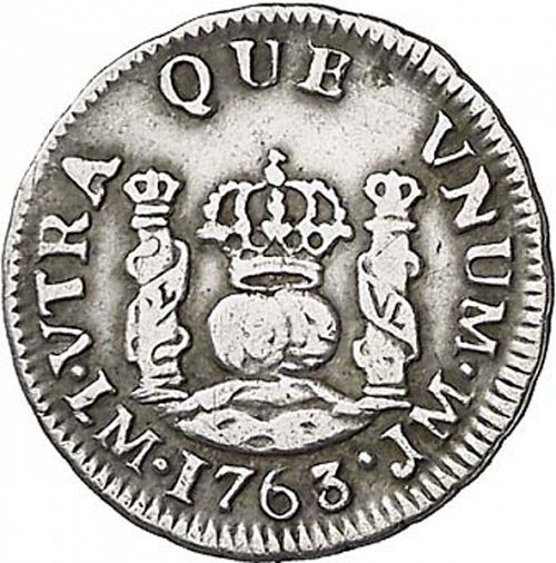 half Real Reverse Image minted in SPAIN in 1763JM (1759-88  -  CARLOS III)  - The Coin Database